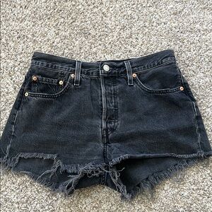 Levi's Black Distressed Jean Shorts High-Waisted